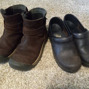 Two pairs of shoes!  Keen leather/suede ankle boots and Dansko leather clogs.